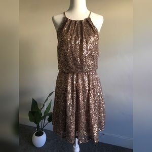 Gold Sequin Mini Dress